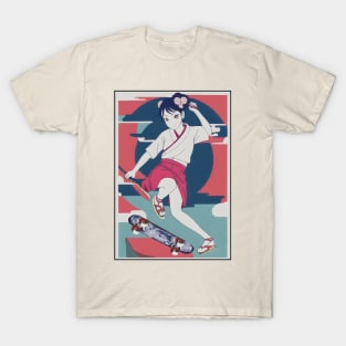 Kunoichi On Skateboard T-Shirt